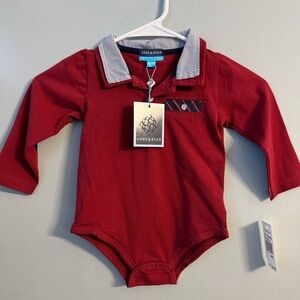 Andy & Evan Red Collared Baby Bodysuit
